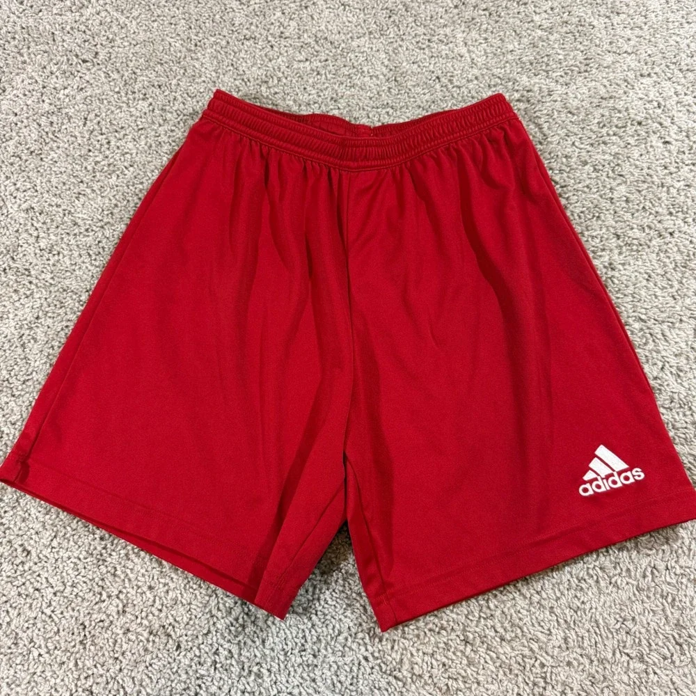Adidas Soccer Shorts Mens Size Medium Red Excellent Aeroready H61735 AZB011